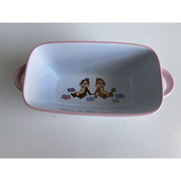Disney Chip & Dale Easter Large 9"x 5" Ceramic Baking Loaf Bread Pan Dish NEW - Picture 2 of 11